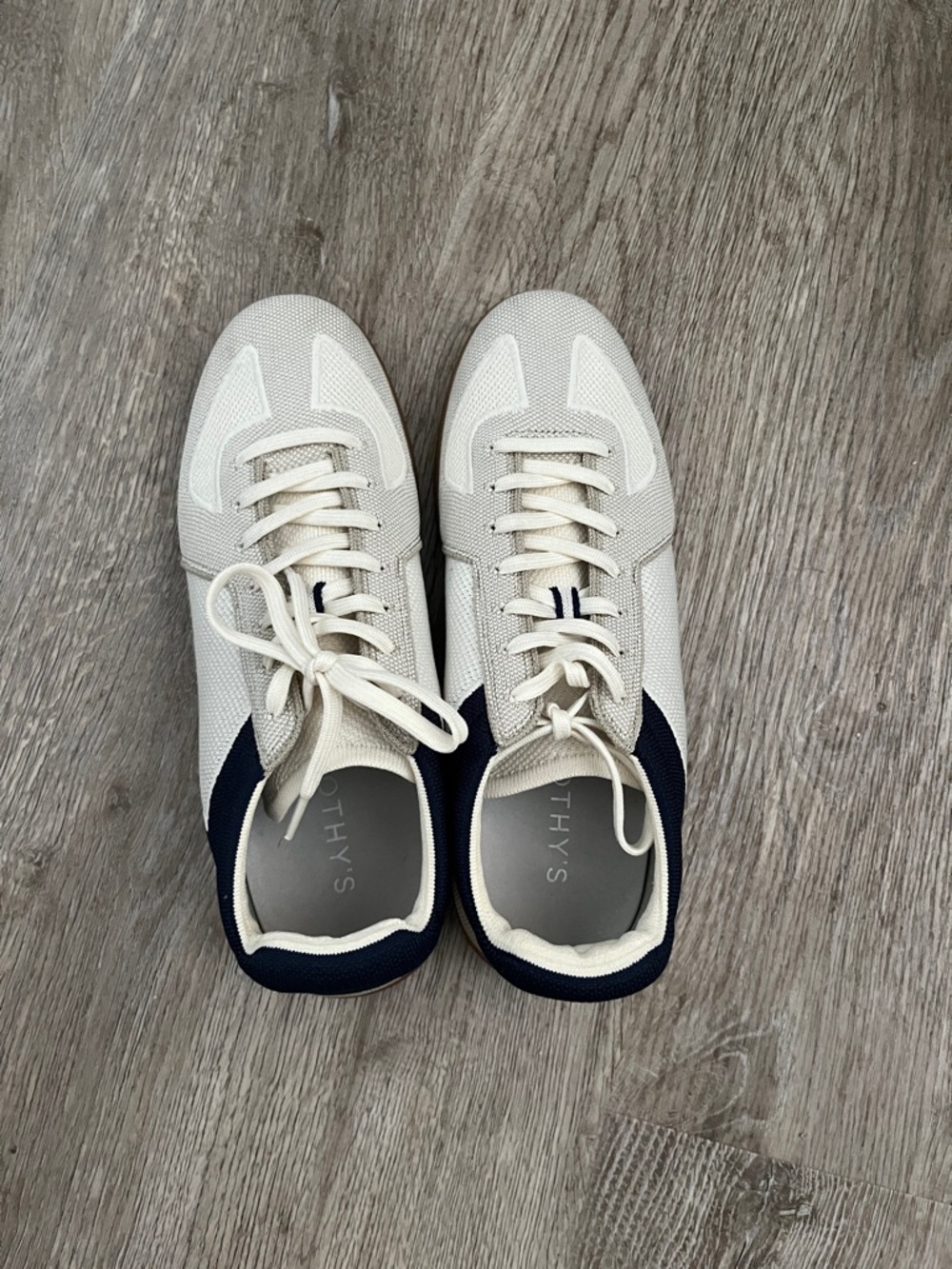 Rothy's Cream and Navy Men's Sneakers